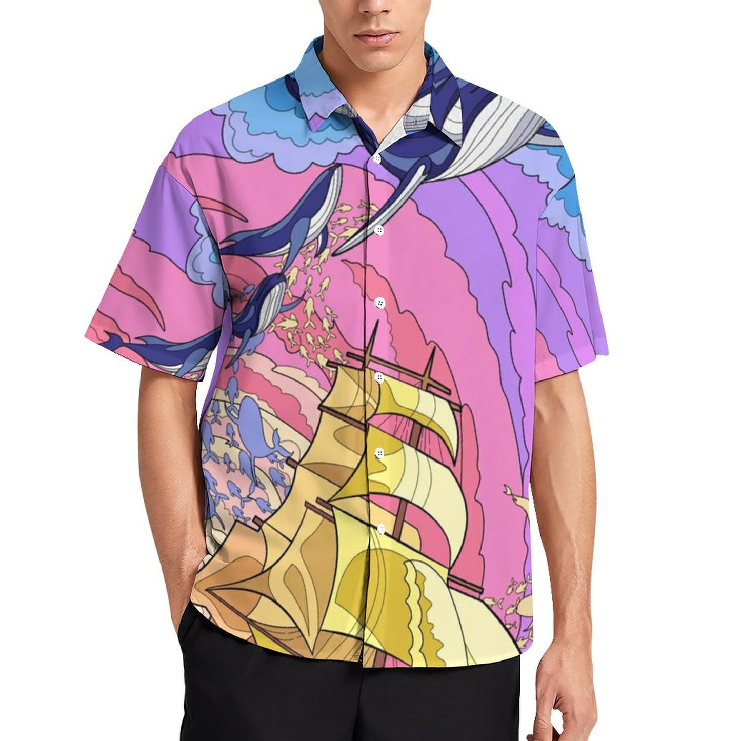 Men's Hawaiian Print Resort Shirt 2305101673
