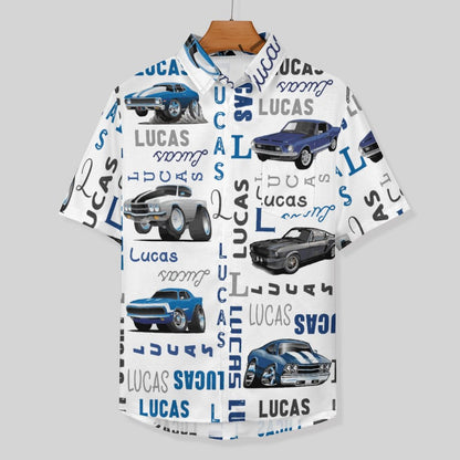 Men's Painted Car Print Vacation Hawaiian Shirt