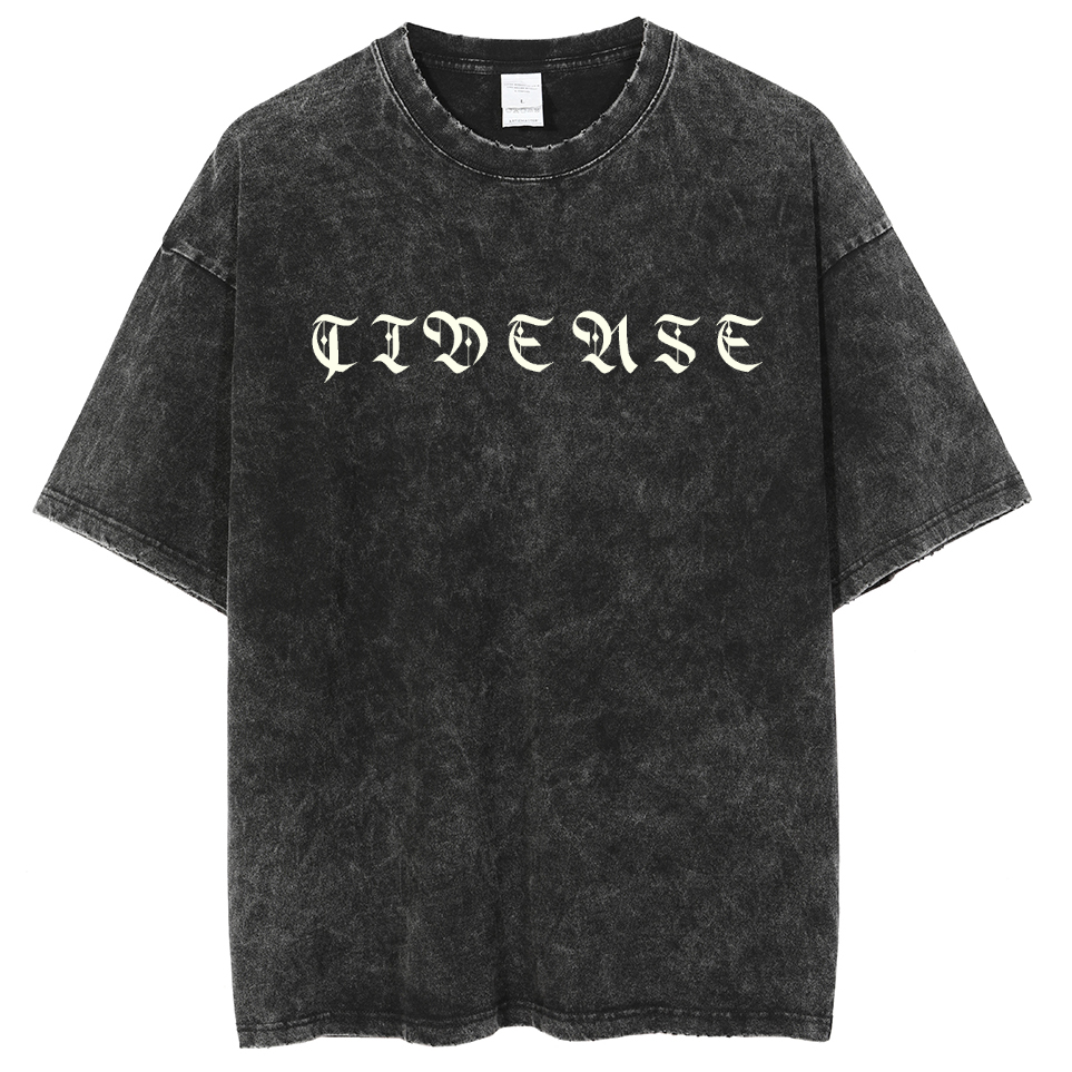 Mens Cotton Wash Solid T-Shirts Oversized Unisex Short Sleeve Streetwear Rap Hip Hop Basic Tee Tops