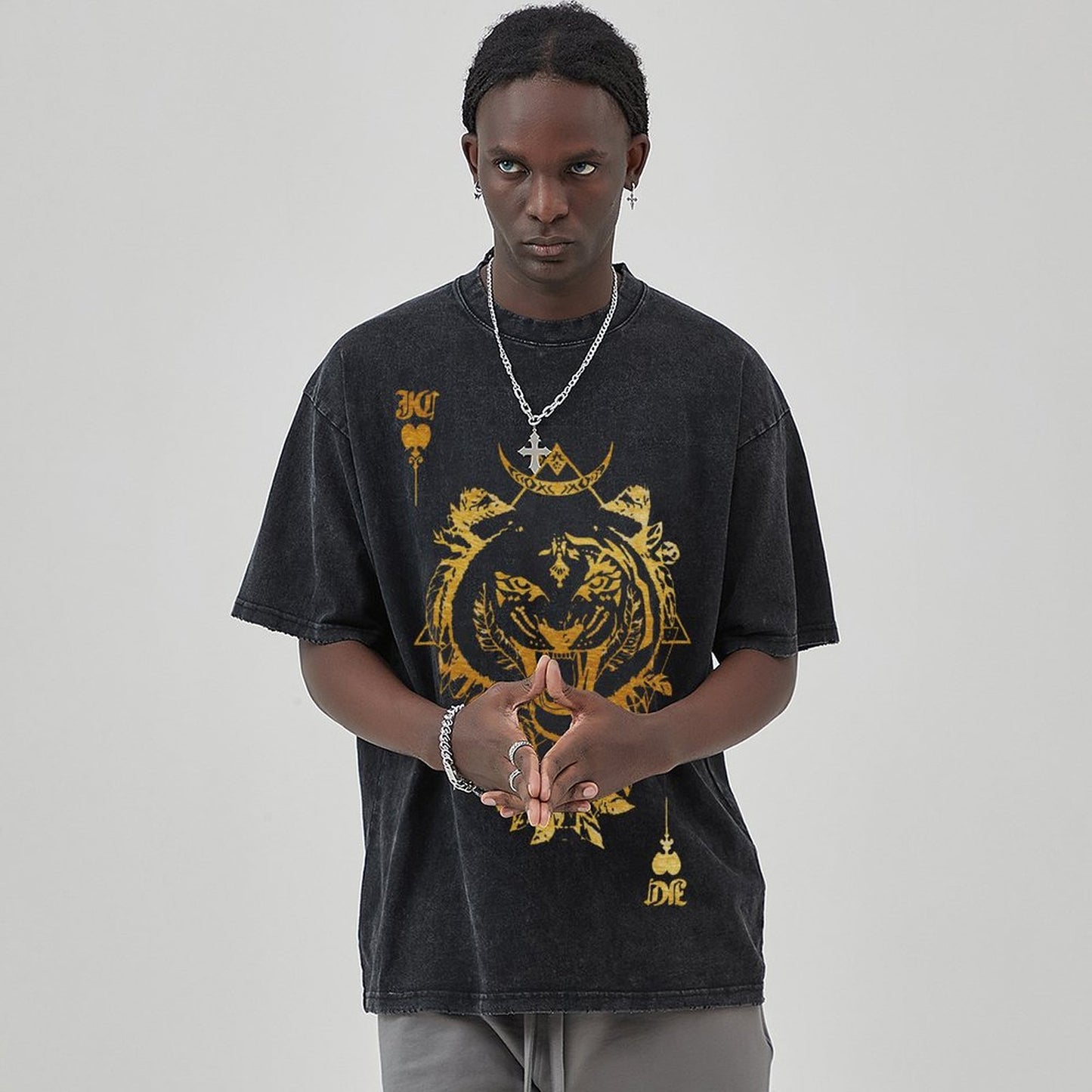 Mens Cotton Wash Solid T-Shirts Oversized Unisex Short Sleeve Streetwear Rap Hip Hop Basic Tee Tops 2305101621