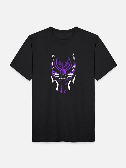 Men's Casual Marvel Black Panther Neon Printed Round Neck Short Sleeve T-Shirt