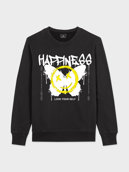 Men's Happiness Round Neck Casual Printed Long Sleeve Sweatshirt