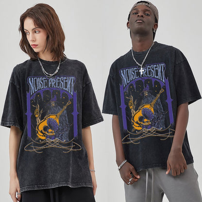 Unisex Vintage Solid Wash Denim T-Shirts