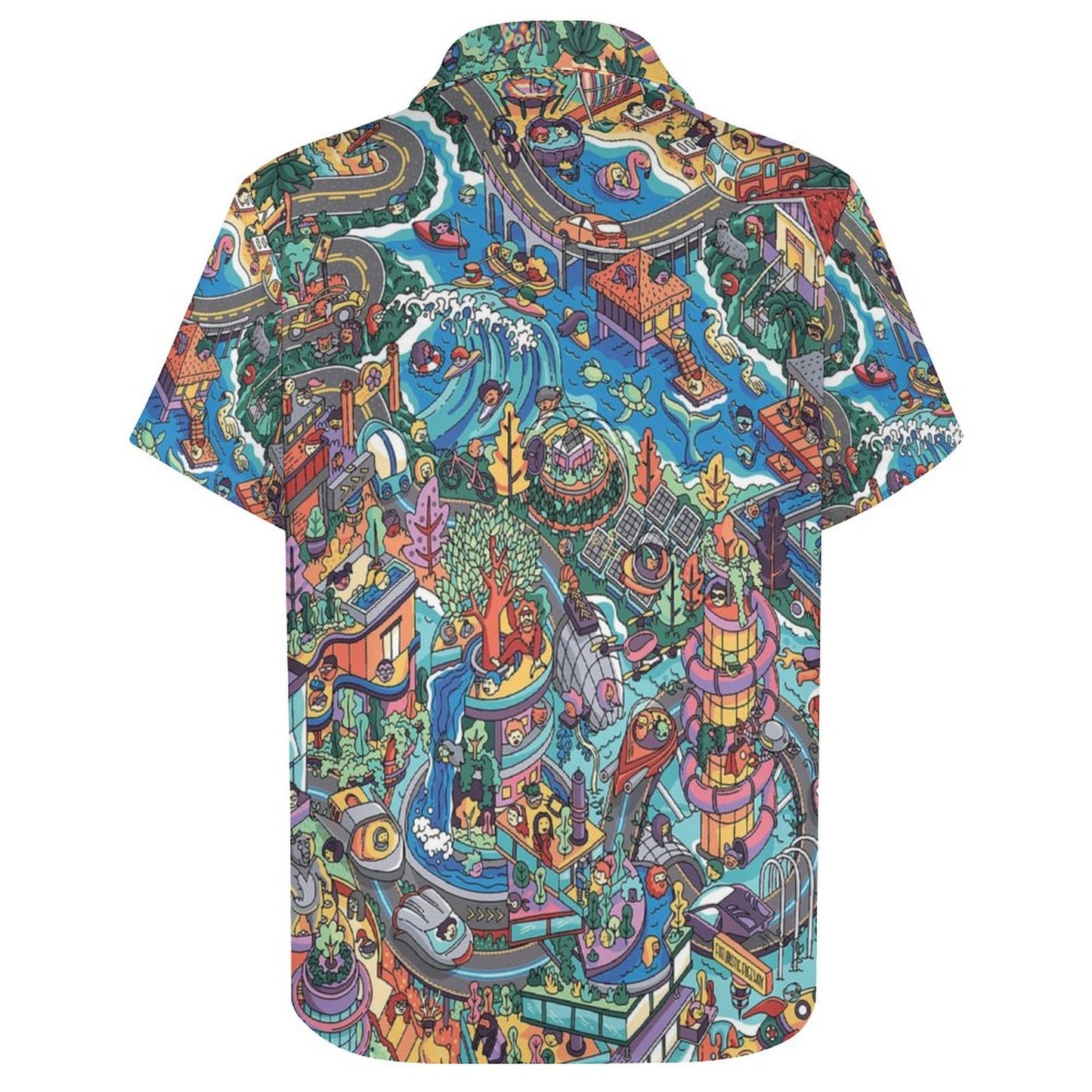Men's Scavenger Hunt Print Casual Short Sleeve Shirt 2306102369