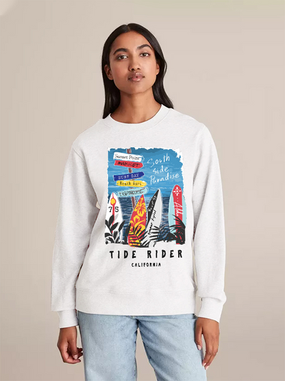 Unisex Round Neck Casual Tide Rider Printed Long Sleeve Sweatshirt