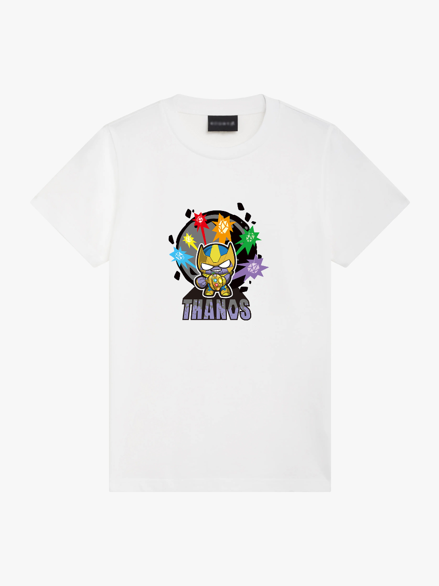 Women's Casual Tiny Thanos Printed Round Neck Short Sleeve T-Shirt