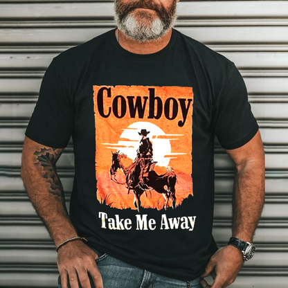 Cowboy Men's Casual Printed T-Shirt
