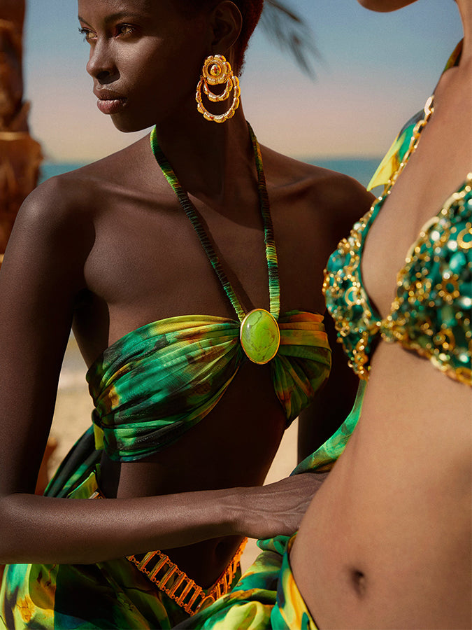 Green Halter Bikini and Cover Up