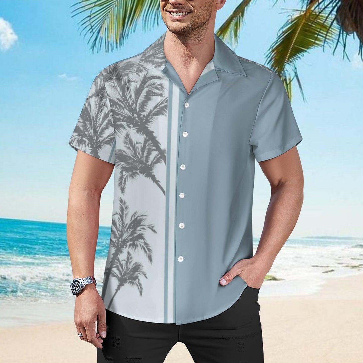 Men's Hawaiian Print Casual Shirt 2304106949