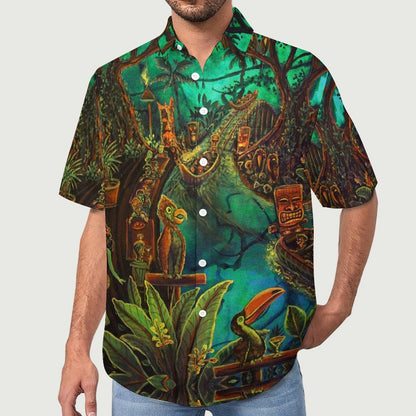 Tiki Chest Pocket Short Sleeve Hawaiian Shirt 2306100693