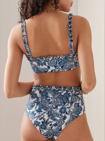 Blue Print Fashion Bikini Swimsuit