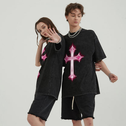 Unisex Vintage Solid Wash T-Shirts 2305103942