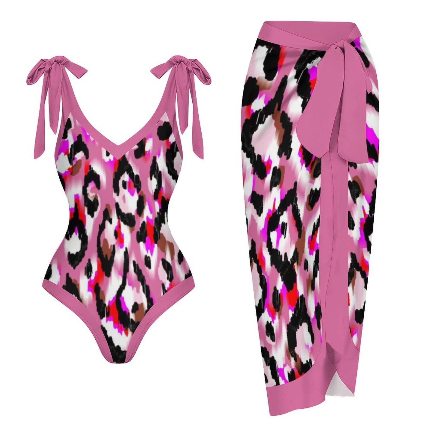 Casual Printed One-Piece Swimsuit And Cover Up 2305102684