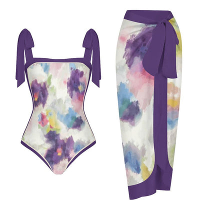 Fashion Printed One Piece Swimsuit And Cover Up 2305105885