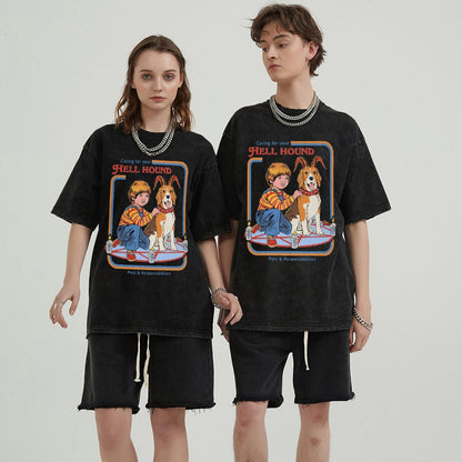 Unisex Vintage Solid Wash Denim T-Shirts