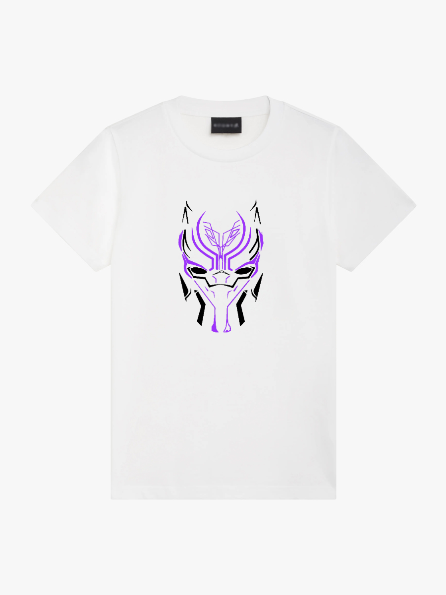 Women's Casual Marvel Black Panther Neon Printed Round Neck Short Sleeve T-Shirt