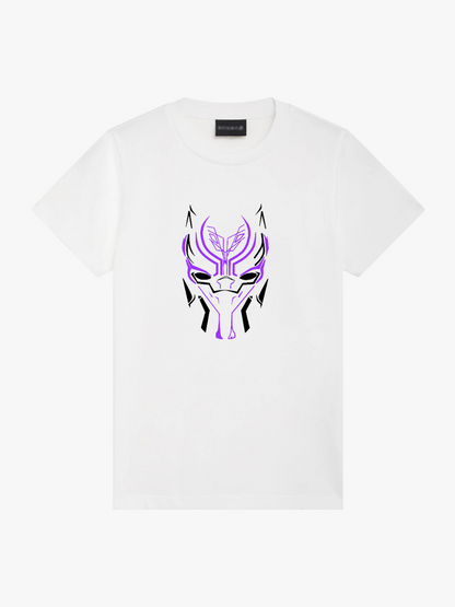 Women's Casual Marvel Black Panther Neon Printed Round Neck Short Sleeve T-Shirt