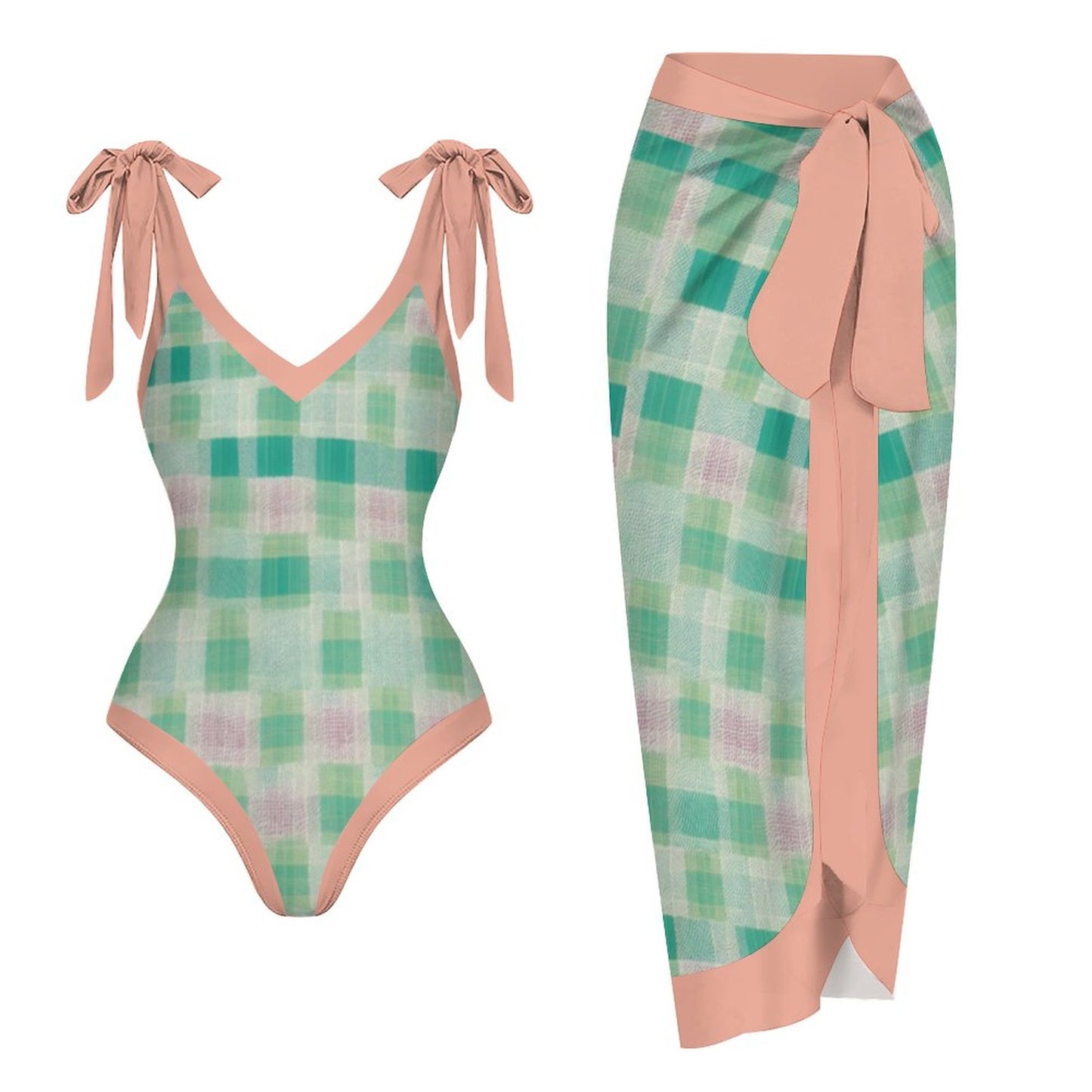 Casual Printed One-Piece Swimsuit And Cover Up 2305102680