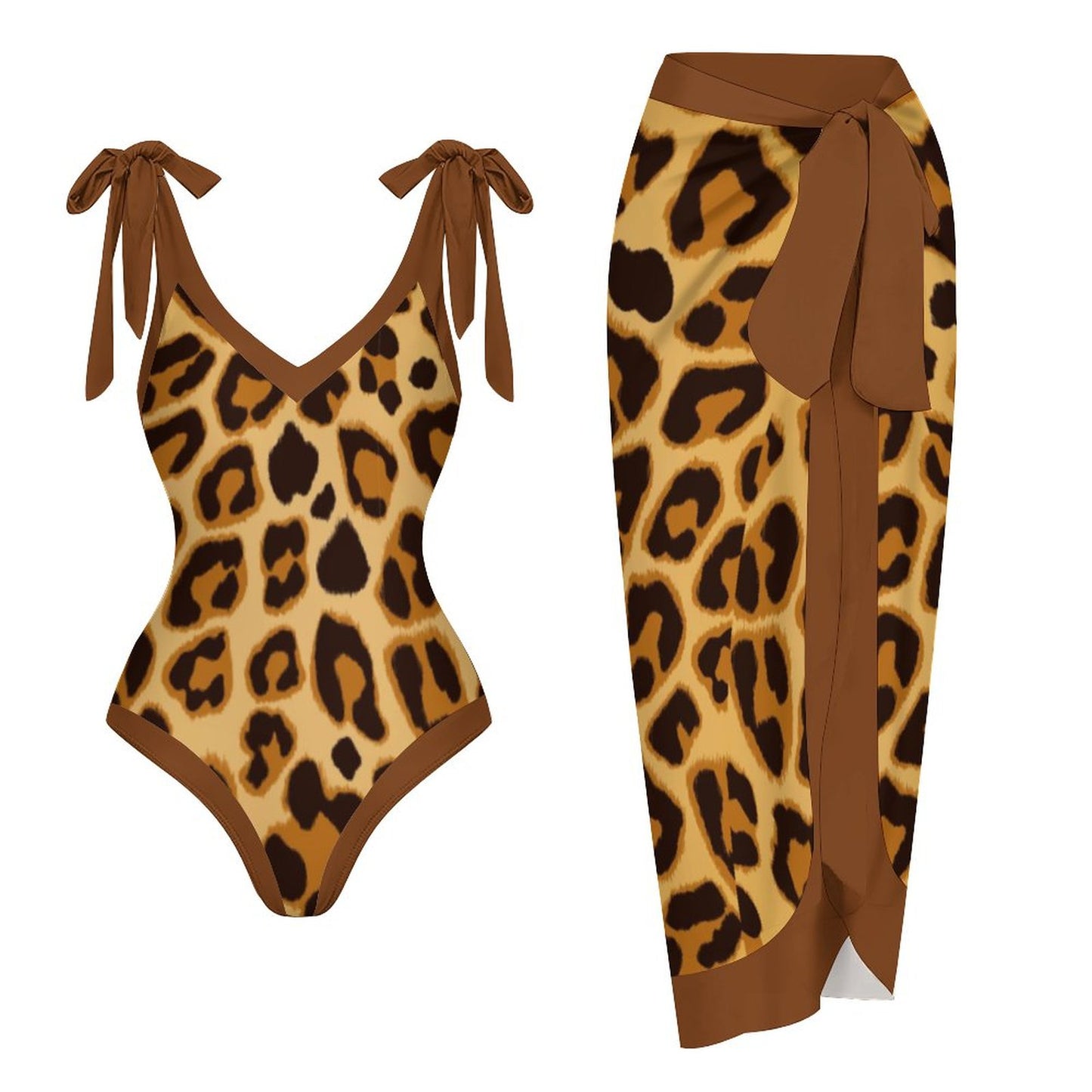 Casual Printed One-Piece Swimsuit And Cover Up 2305102682