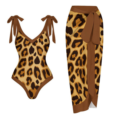 Casual Printed One-Piece Swimsuit And Cover Up 2305102682