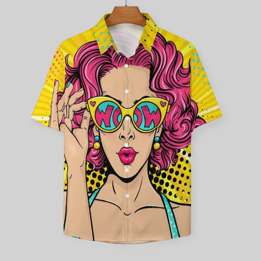 Men's Hawaiian Pinup Girl Print Casual Short Sleeve Shirt 2306102362