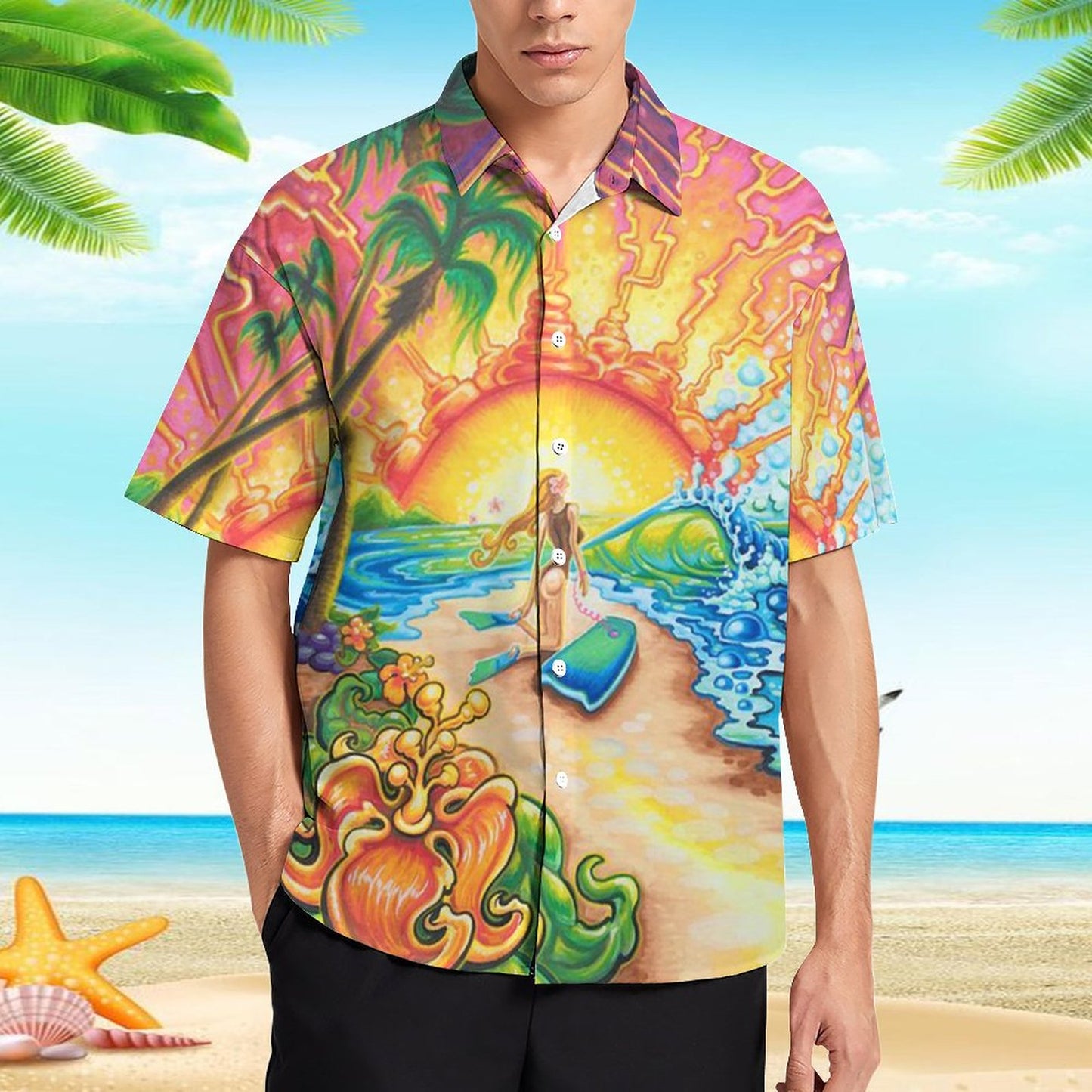 Men's Hawaiian Print Resort Shirt 2305101688