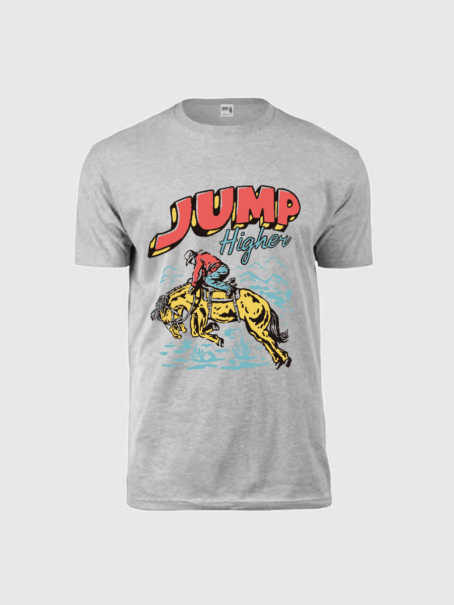 Men's Casual Jump Printed Round Neck Short Sleeve T-Shirt