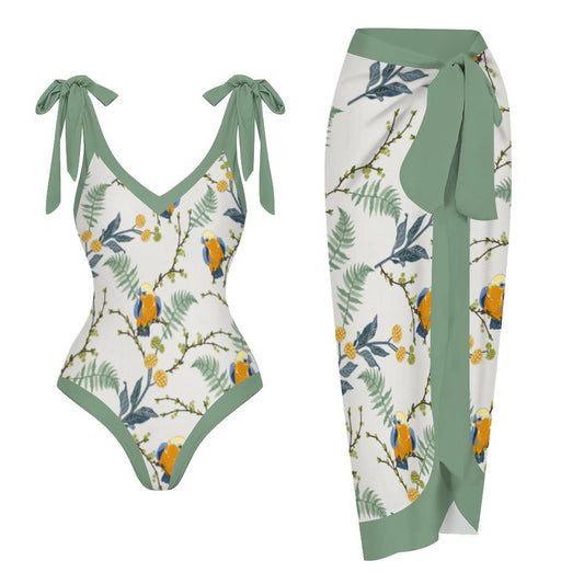 Casual Printed One Piece Swimsuit And Cover Up 2305105883