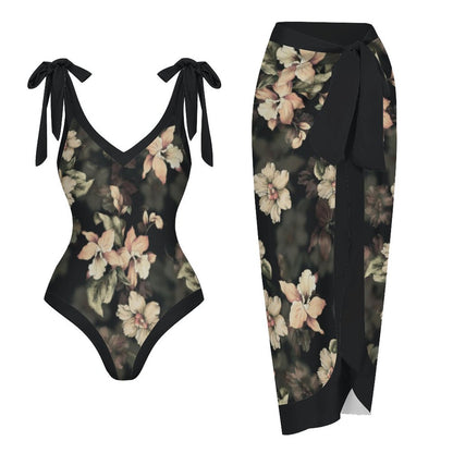 Casual Printed One-Piece Swimsuit And Cover Up 2305102492