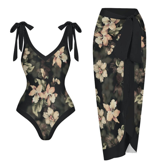 Casual Printed One-Piece Swimsuit And Cover Up 2305102492