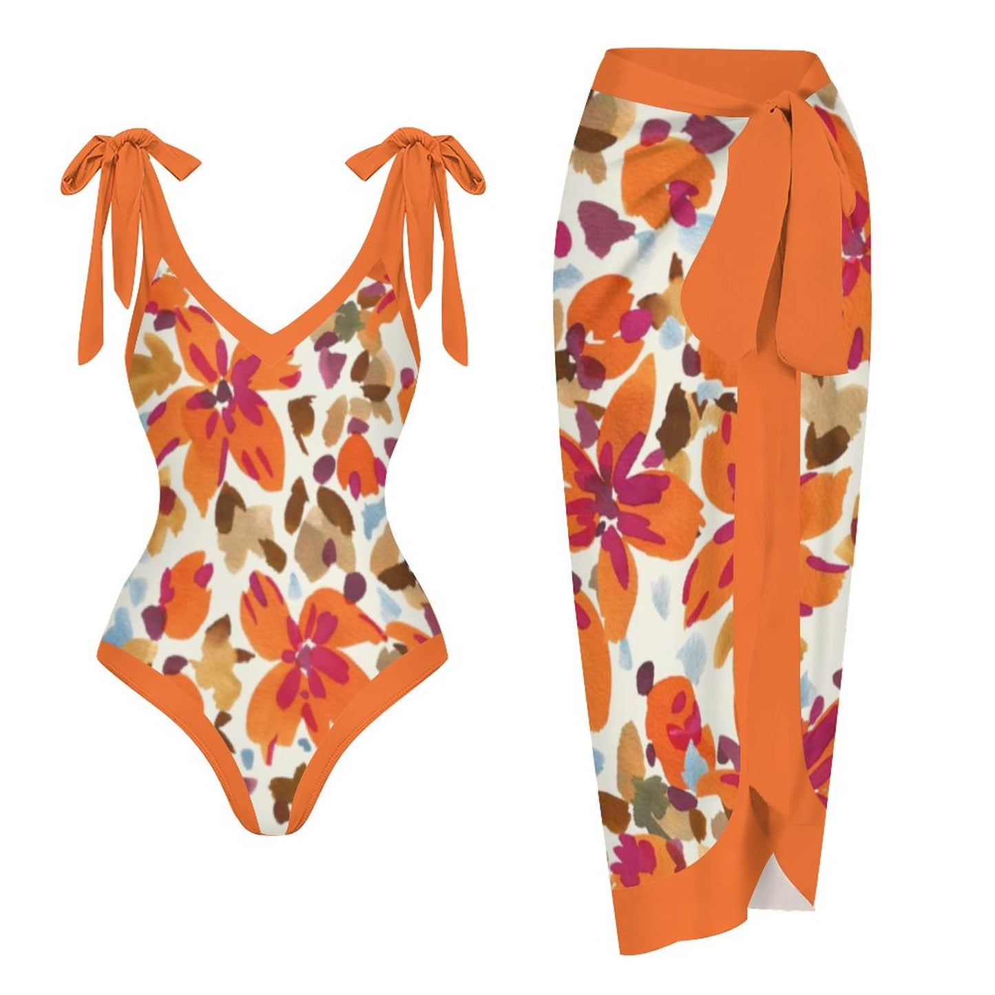 Casual Printed One Piece Swimsuit And Cover Up 2306100418