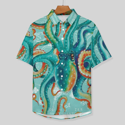 Men's Octopus Painted Art Print Vacation Hawaiian Shirt 2305106290