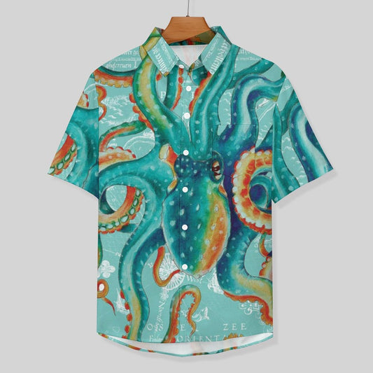 Men's Octopus Painted Art Print Vacation Hawaiian Shirt 2305106290