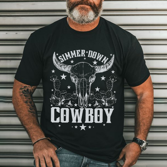 Cowboy Men's Casual Printed T-Shirt