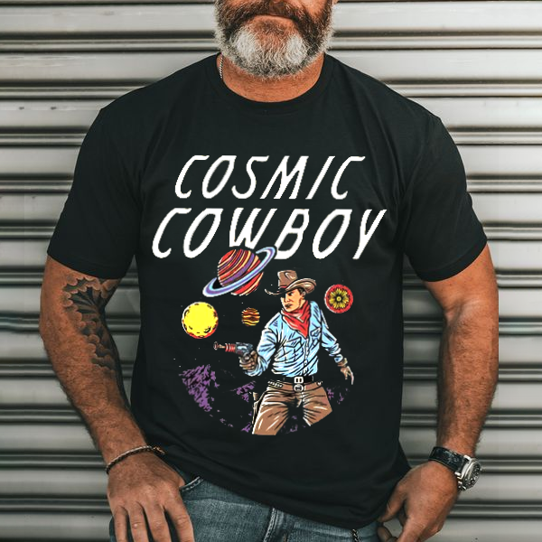 Cosmic Cowboy Men's Casual Printed T-Shirt