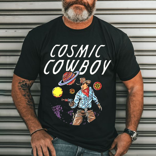 Cosmic Cowboy Men's Casual Printed T-Shirt