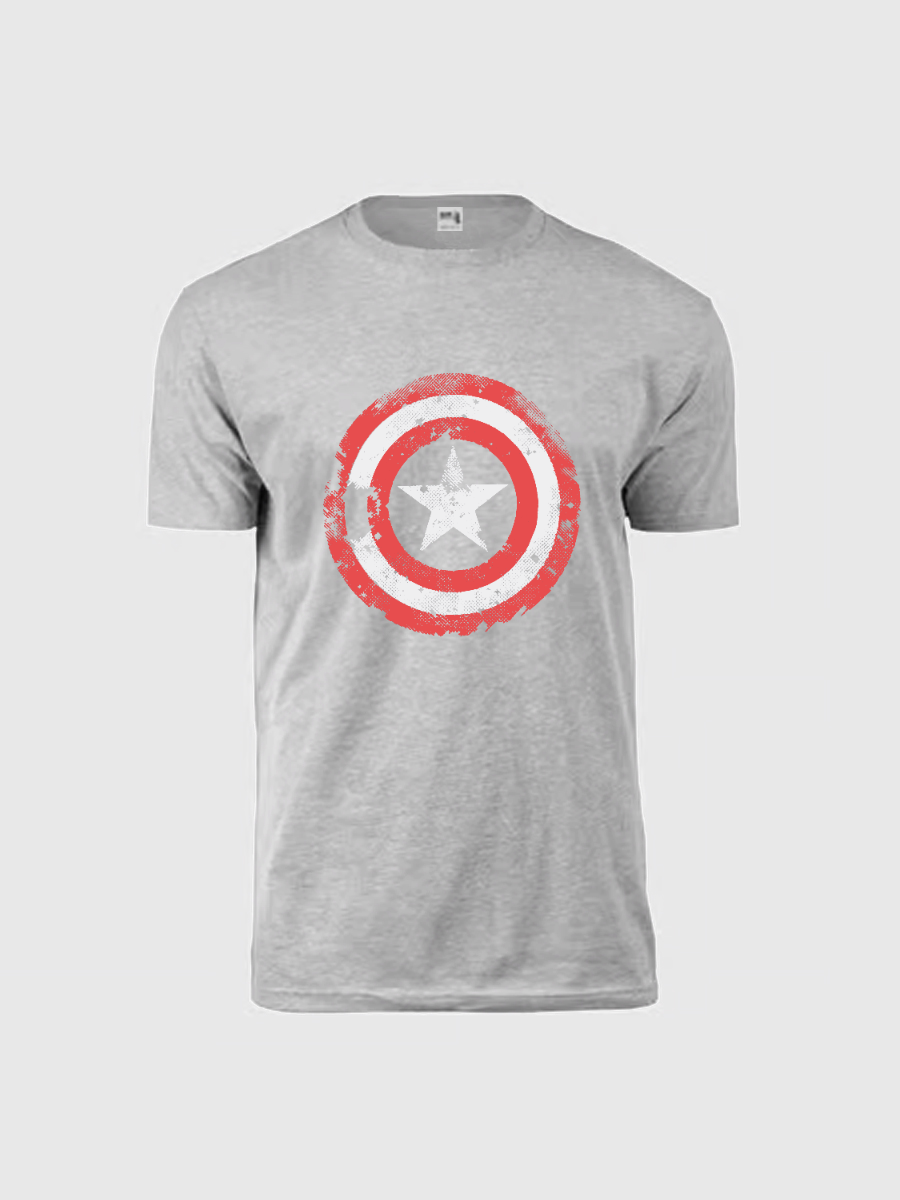 Men's Casual Captain America Printed Round Neck Short Sleeve T-Shirt