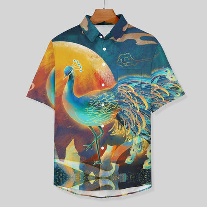 Men's Peacock Print Vacation Hawaiian Shirt 2305106276