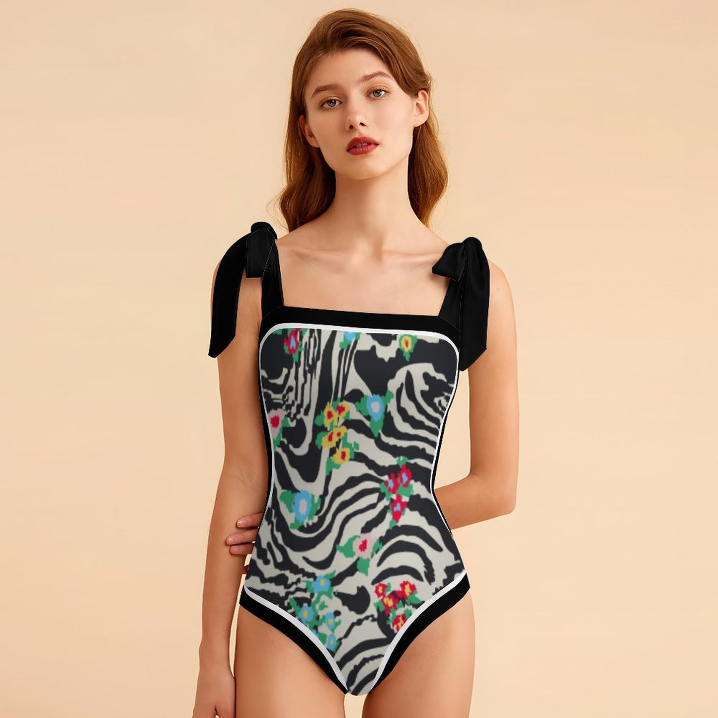 Fashion Printed One Piece Swimsuit And Cover Up 2305104590