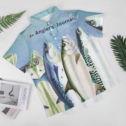 Men's Hawaiian Fishing Diary Printed Vacation Shirt 2306101854
