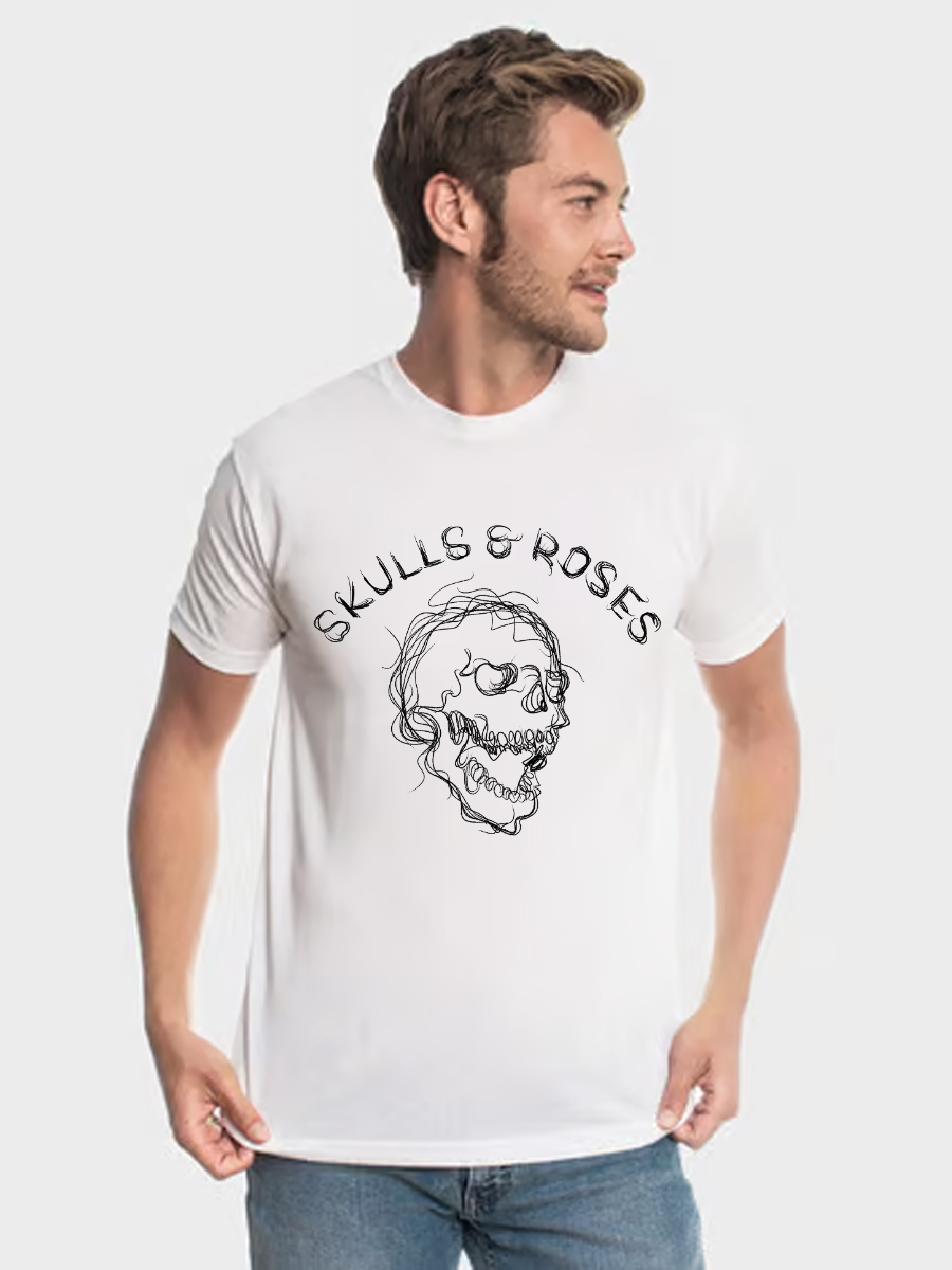 Men's Casual  Skeleton Printed Round Neck Short Sleeve T-Shirt