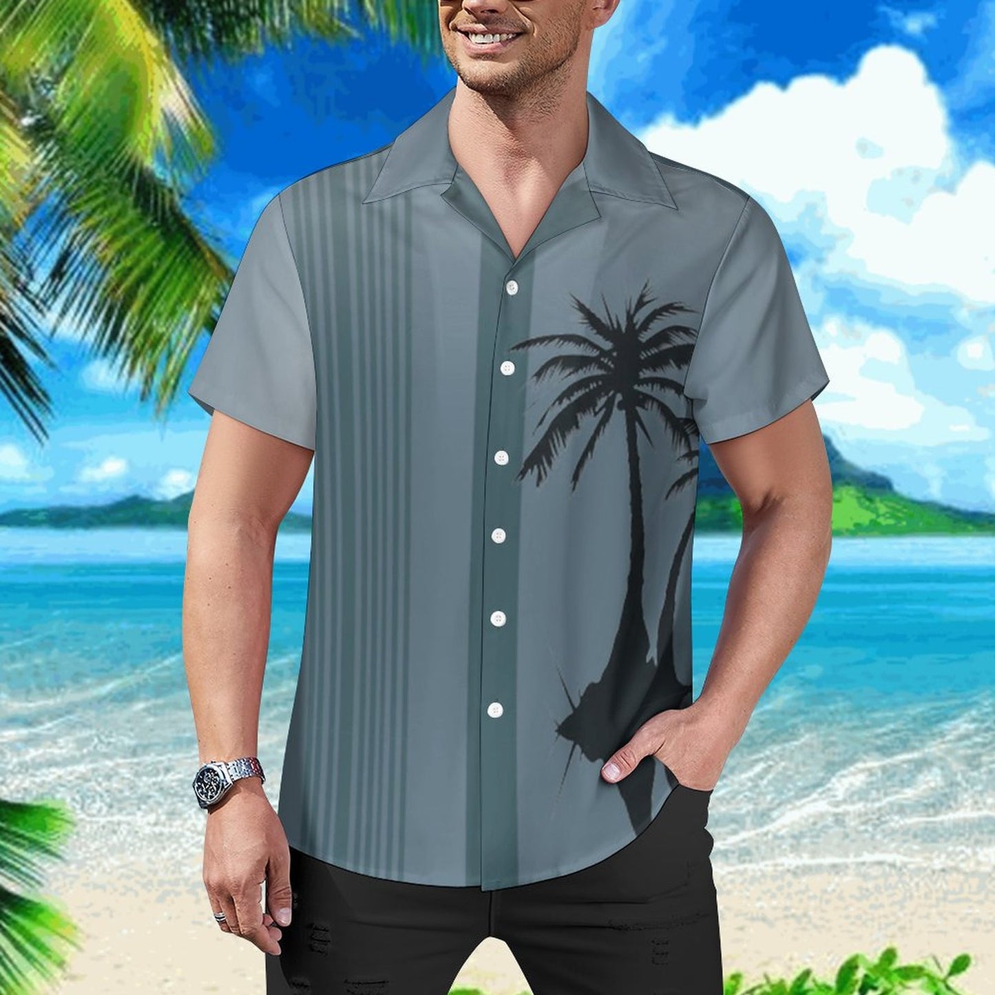 Men's Hawaiian Print Casual Shirt 2304104640