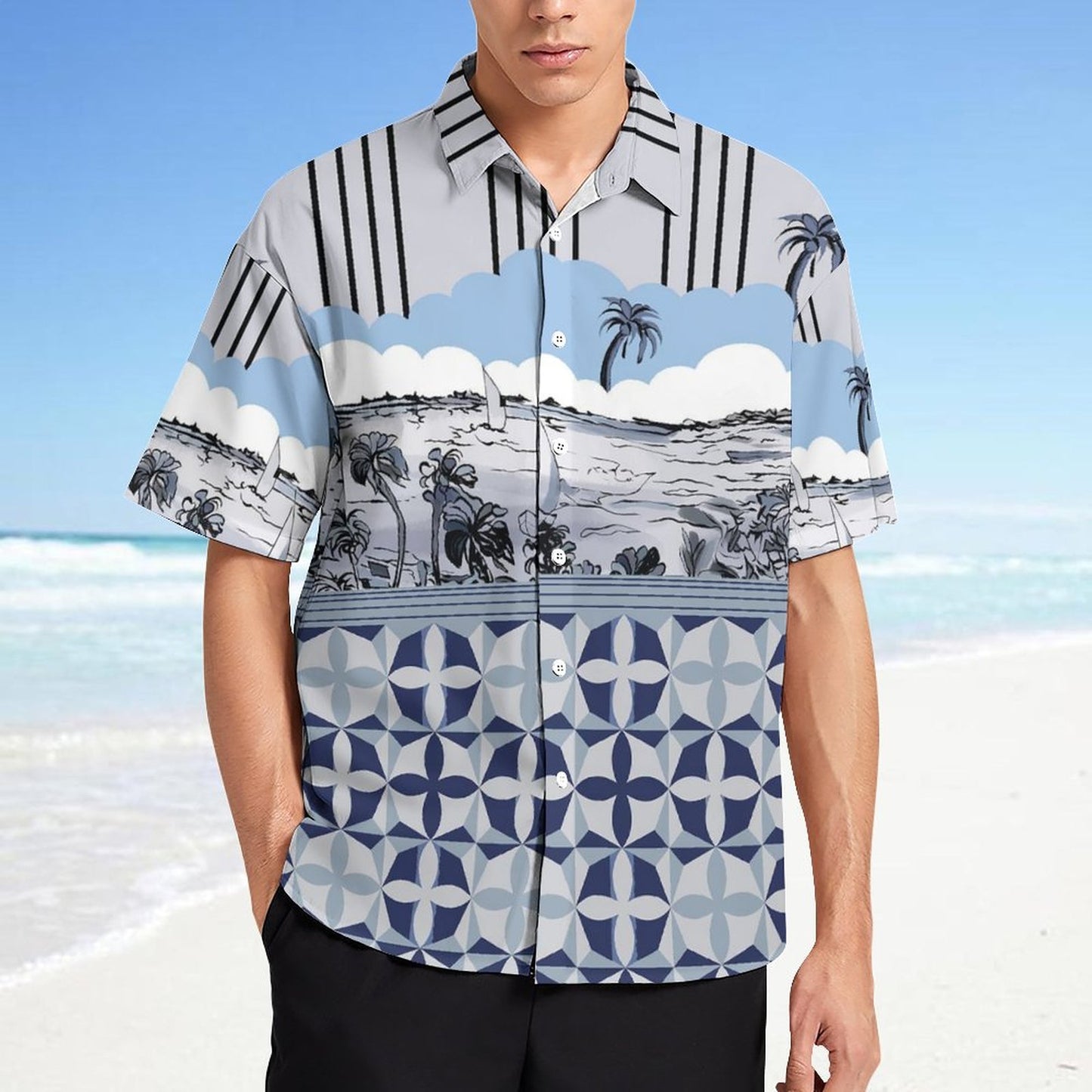 Men's Fashion Casual Printed Short Sleeve Shirts 2305107119