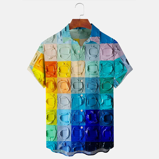 Men's Hawaiian Pigment Print Vacation Shirt 2306101598