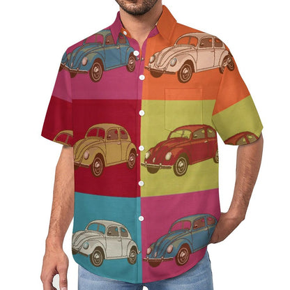Men's Painted Car Print Vacation Hawaiian Shirt