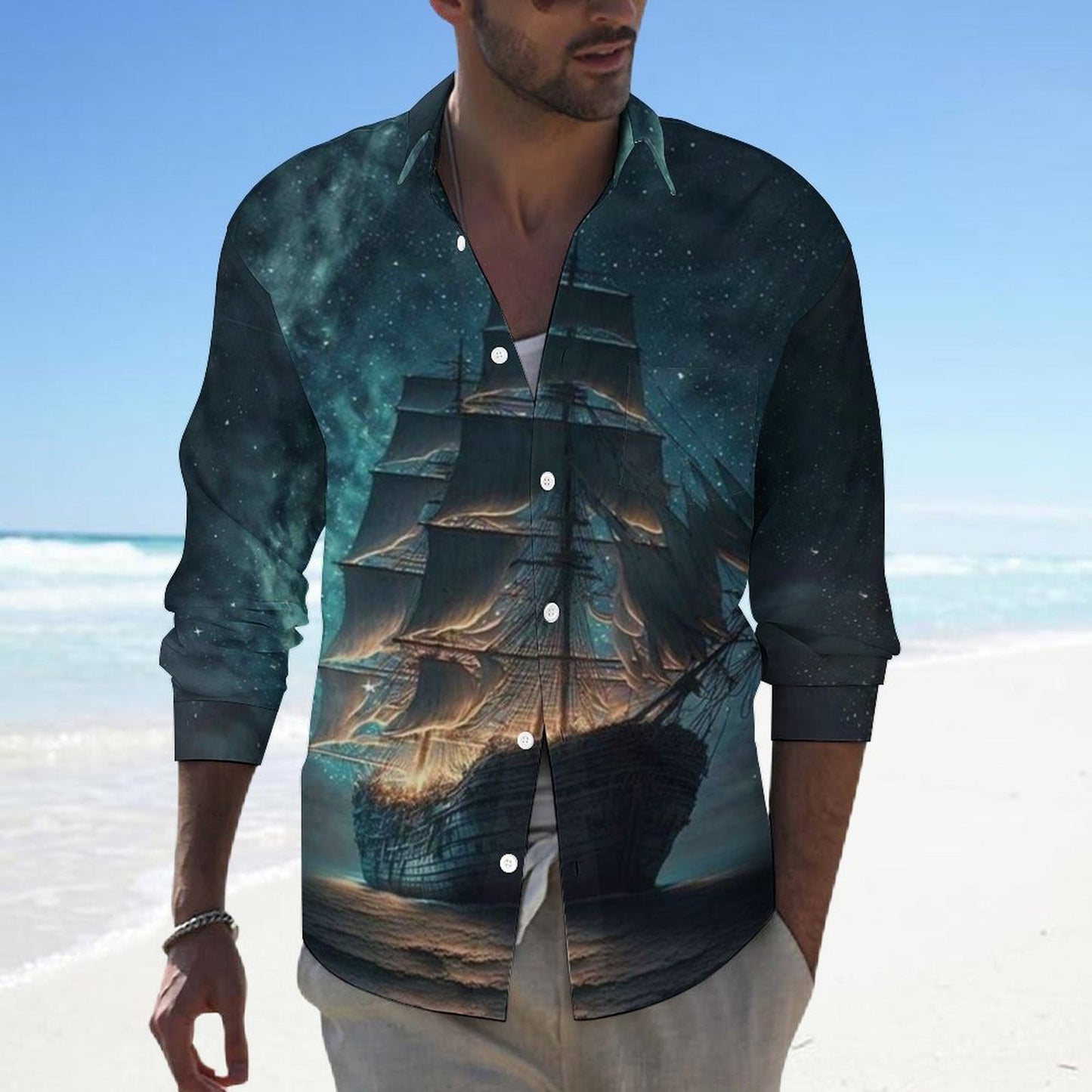 Men's Casual Printed Long Sleeve Shirt 2306103099