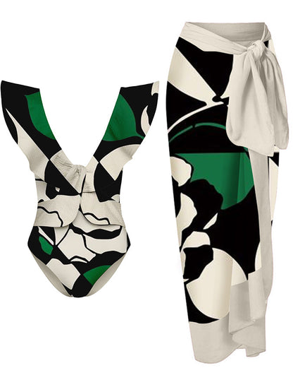 Ruffle Print Chic One Piece Swimsuit