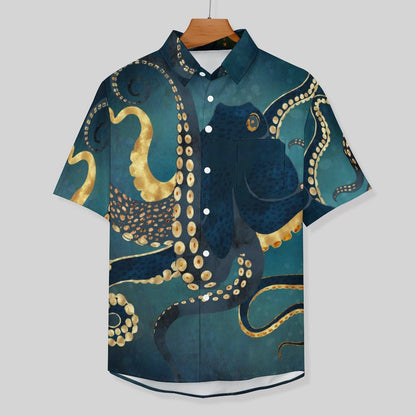 Men's Octopus Painted Print Vacation Hawaiian Shirt 2305106278