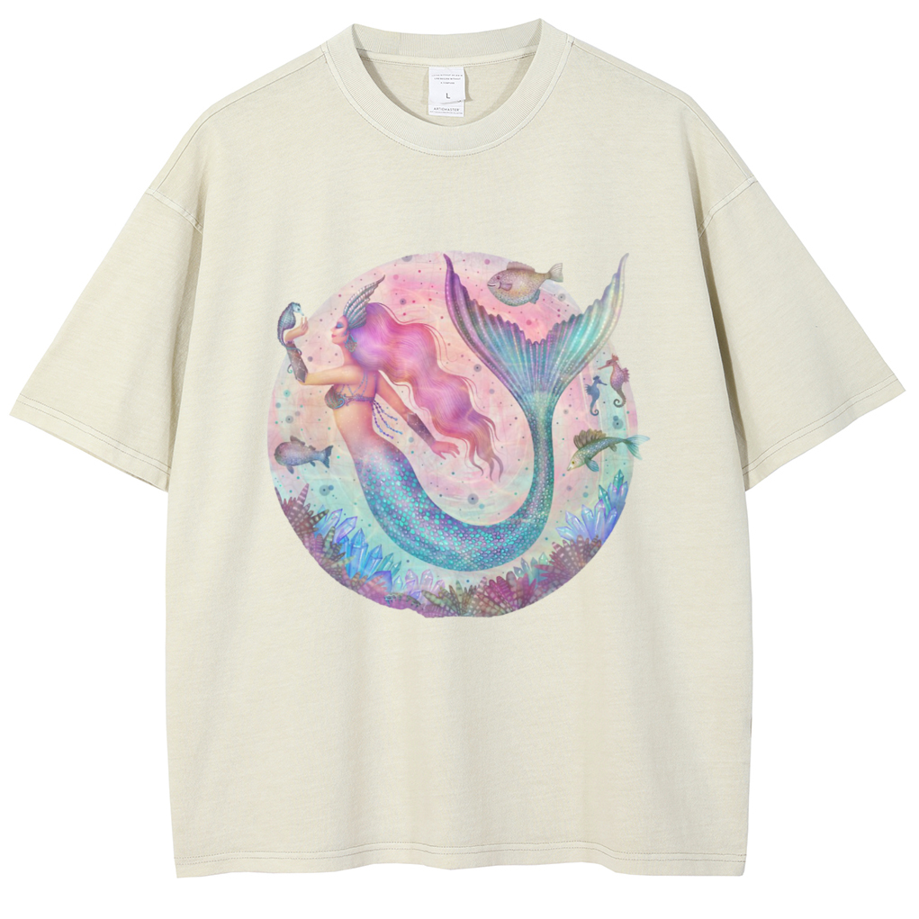 Mens Cotton Wash Solid T-Shirts Oversized Unisex Short Sleeve Streetwear Rap Hip Hop Basic Tee Tops
