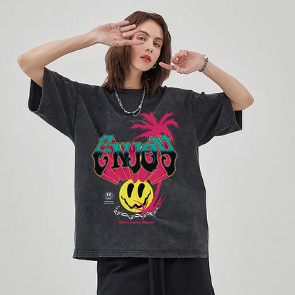 Unisex Vintage Solid Wash T-Shirts 2305101929